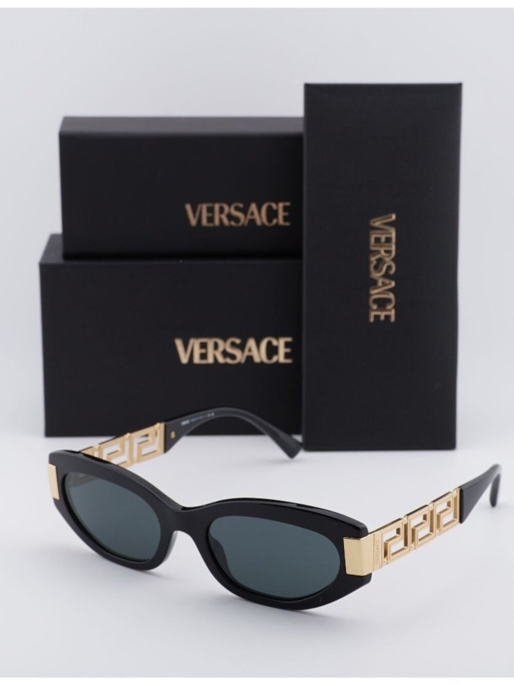 Versace VE4501 GB1/87 Cat Eye Sunglasses – Black/Dark Grey